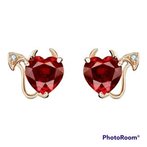 Ruby Stud Devil Earrings